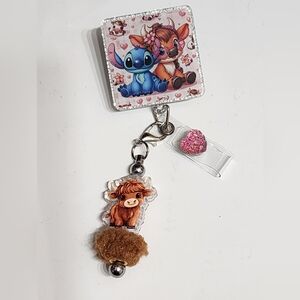 Cow Badge Reel Blue Alien Sti Alligator Clip ID Holder Retractable